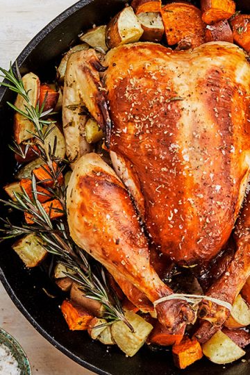 Roast Ranch Chicken with Rosemary Sweet Potatoes