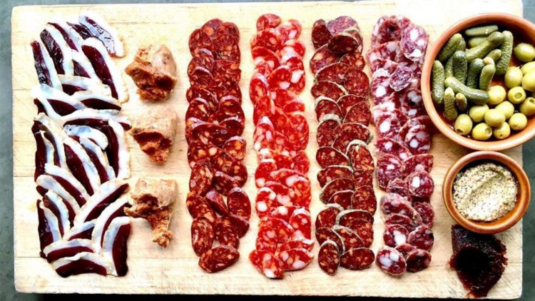 A charcuterie board