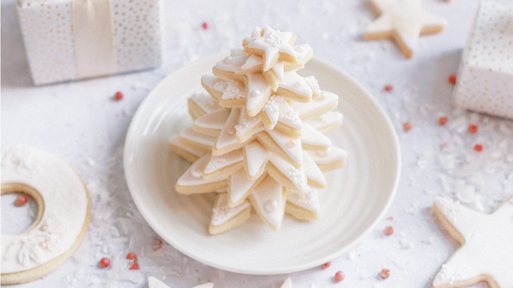 A plate of holiday sugar cookies