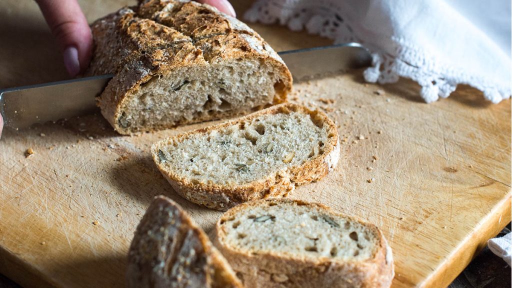 Cutting a bread loaf