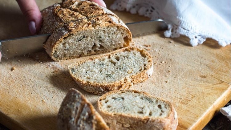 Cutting a bread loaf
