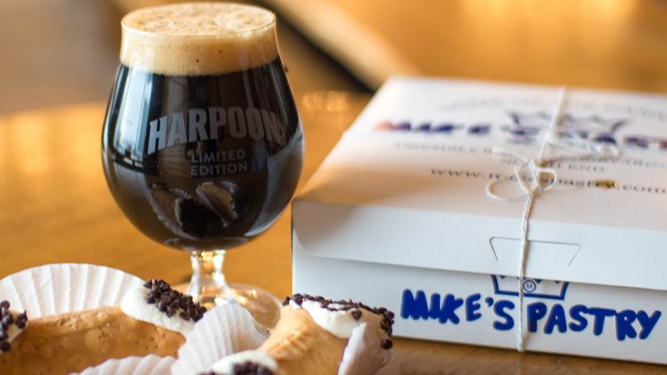 Harpoon beer with cannoli