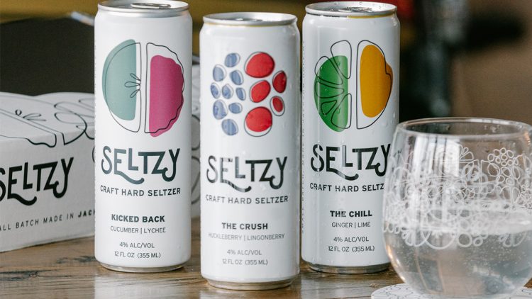 Hard seltzer on a table