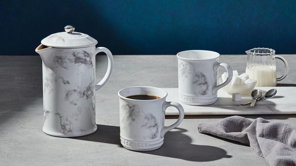 A marble Le Creuset French Press