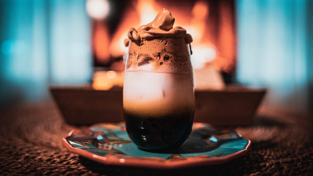 A whipped coffee on a table