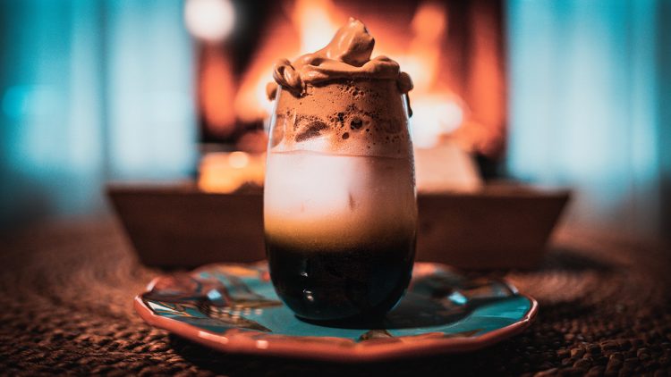 A whipped coffee on a table