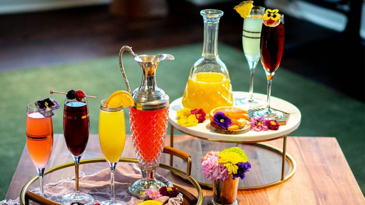 juices on the table for a mimosa bar